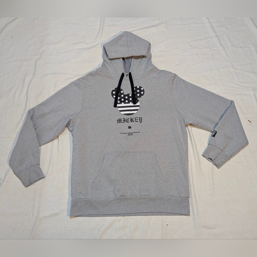 Disney Neff Mickey Mouse Women's hoodie Sweatshirt Womens XL Gray Pockets Stars